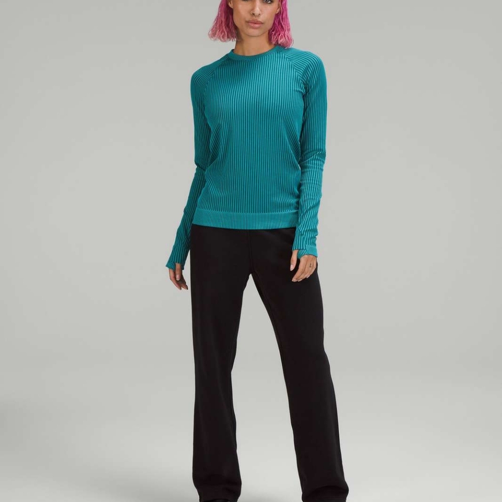 Lululemon Rest Less PulloverColour Rib Green Jasper / Oceanic
